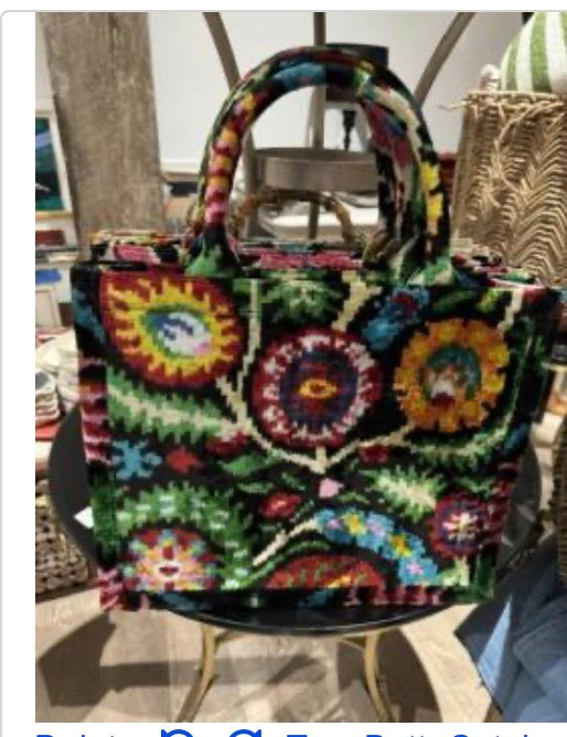 Large Silk Tote Flower/Black Background