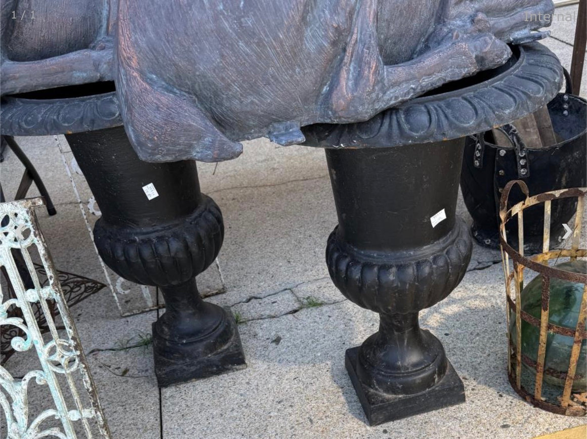 Pair of cast iron Urns
