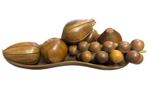 Carved Wood Fruit and Bowl