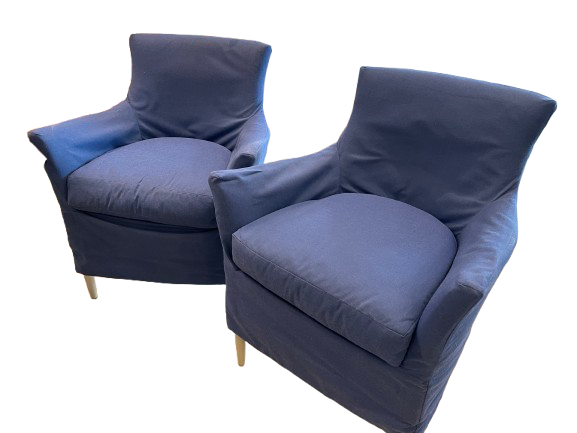 Pair of Blue Slip Covered Chairs