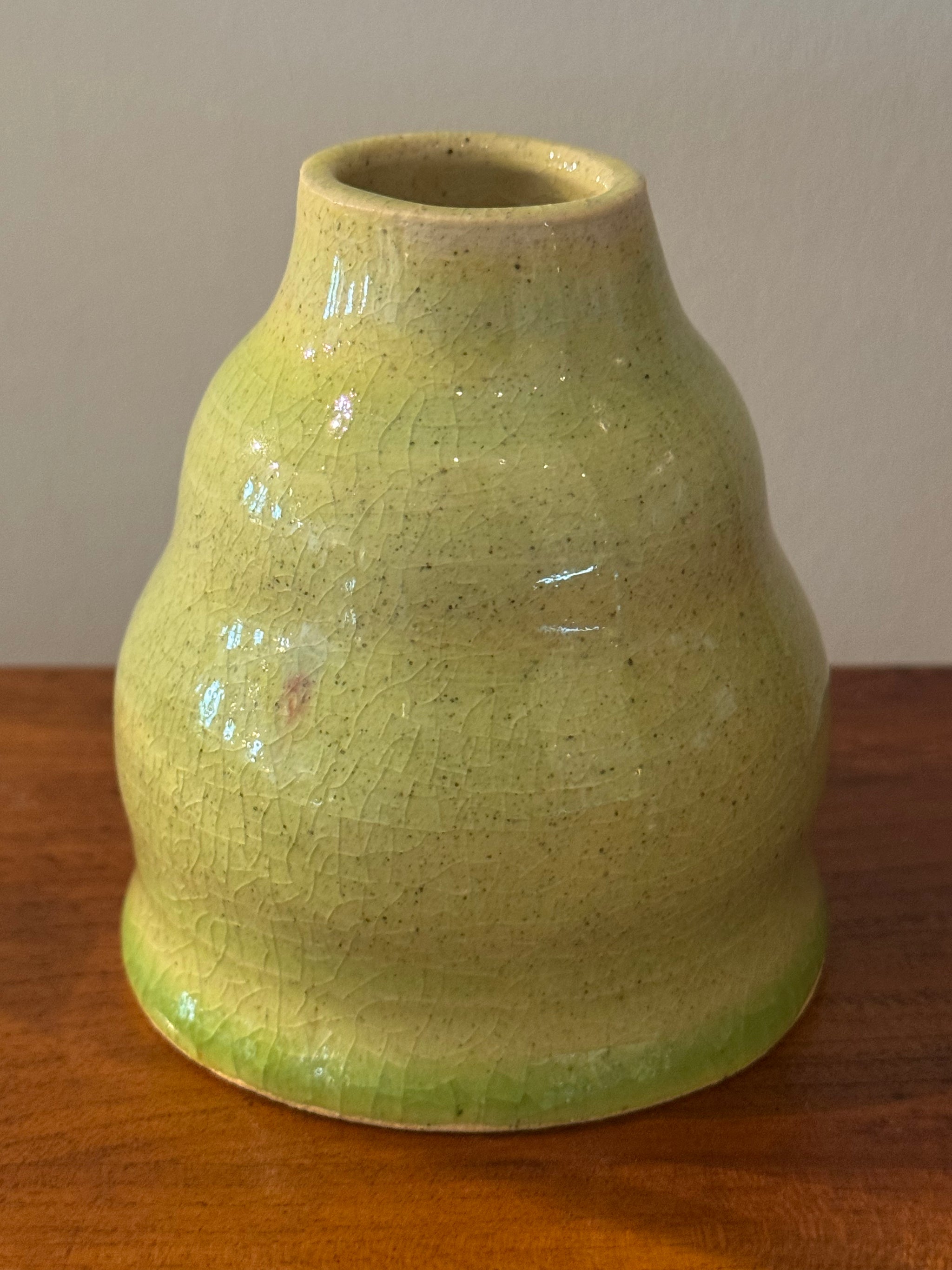 Lime Crackle Bud Vase